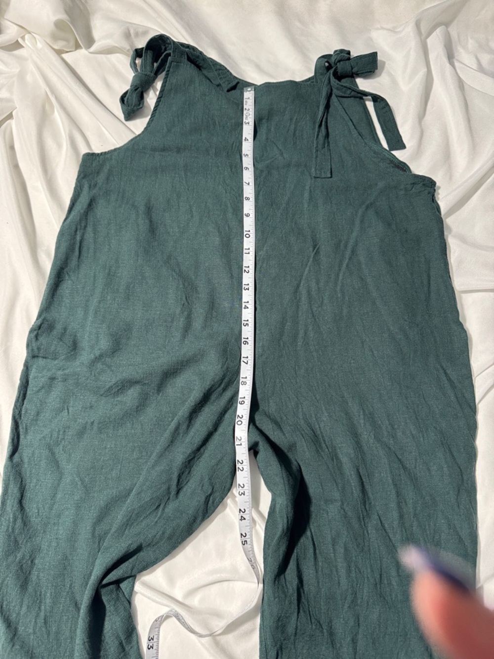 Papillon Linen Blend Jumper – Green Barrel Leg Romper Lagenlook Boho Minimalist - Picture 5 of 10